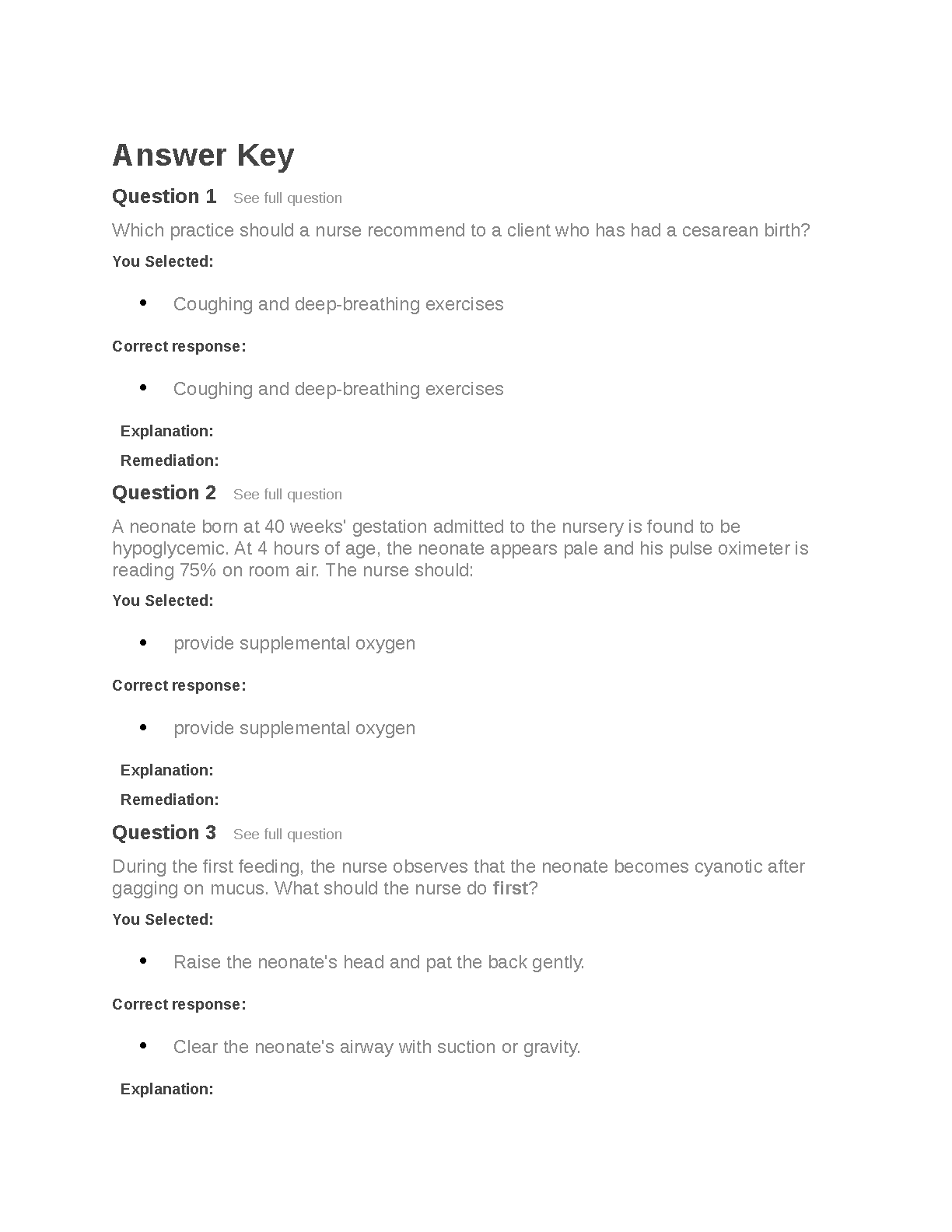 NCLEX Practice Exam Answers for Maternal Newborn Pediatrics and Medical Surgical Nursing 2026 2027 Academic Year