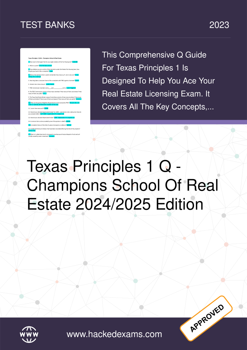 Texas Principles 1 Q&A Champions School of Real Estate 2024/2025 Edition
