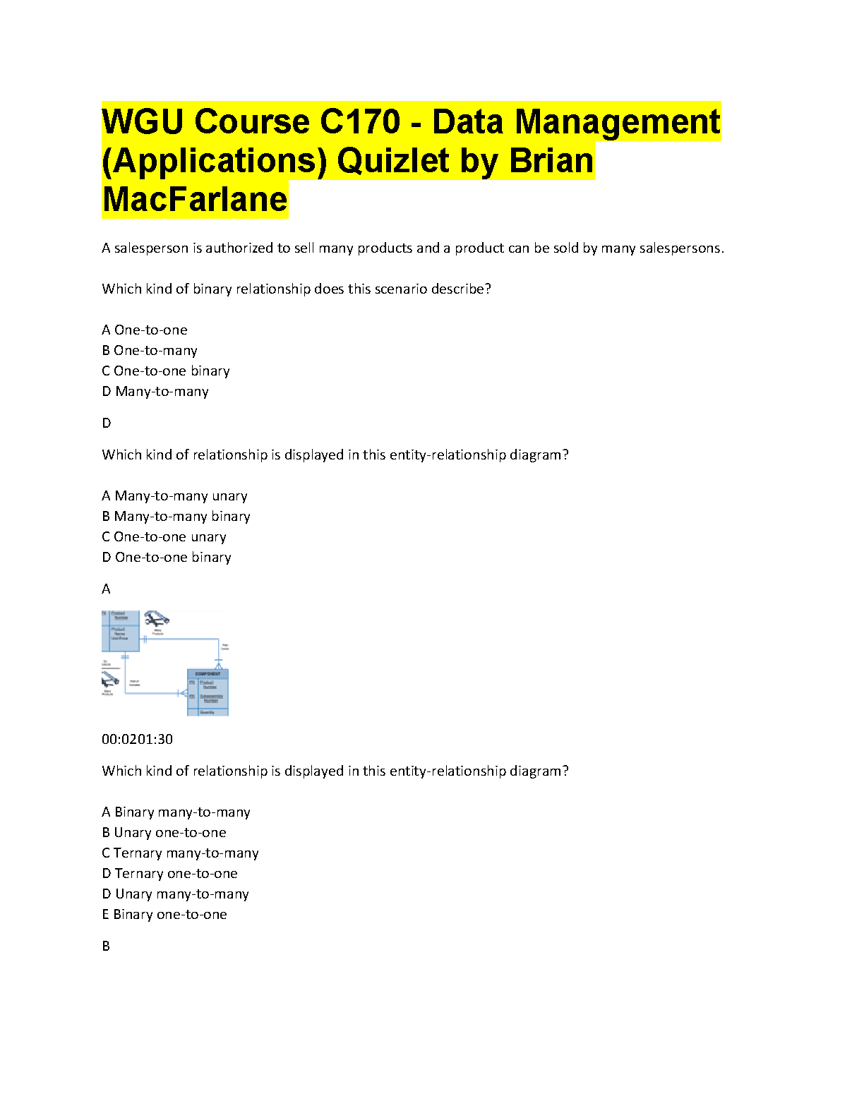 WGU C170 Data Management Applications Test Bank 2025/26 Real Exam Questions and Answers for First Attempt Pass