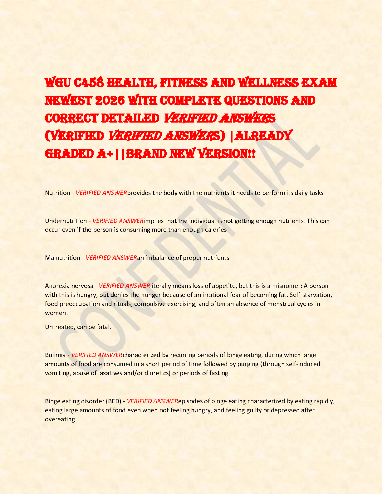 WGU C458 Health, Fitness and Wellness Exam Elaboration Based on Dianne Hales 21st Ed for A+ Grade Success