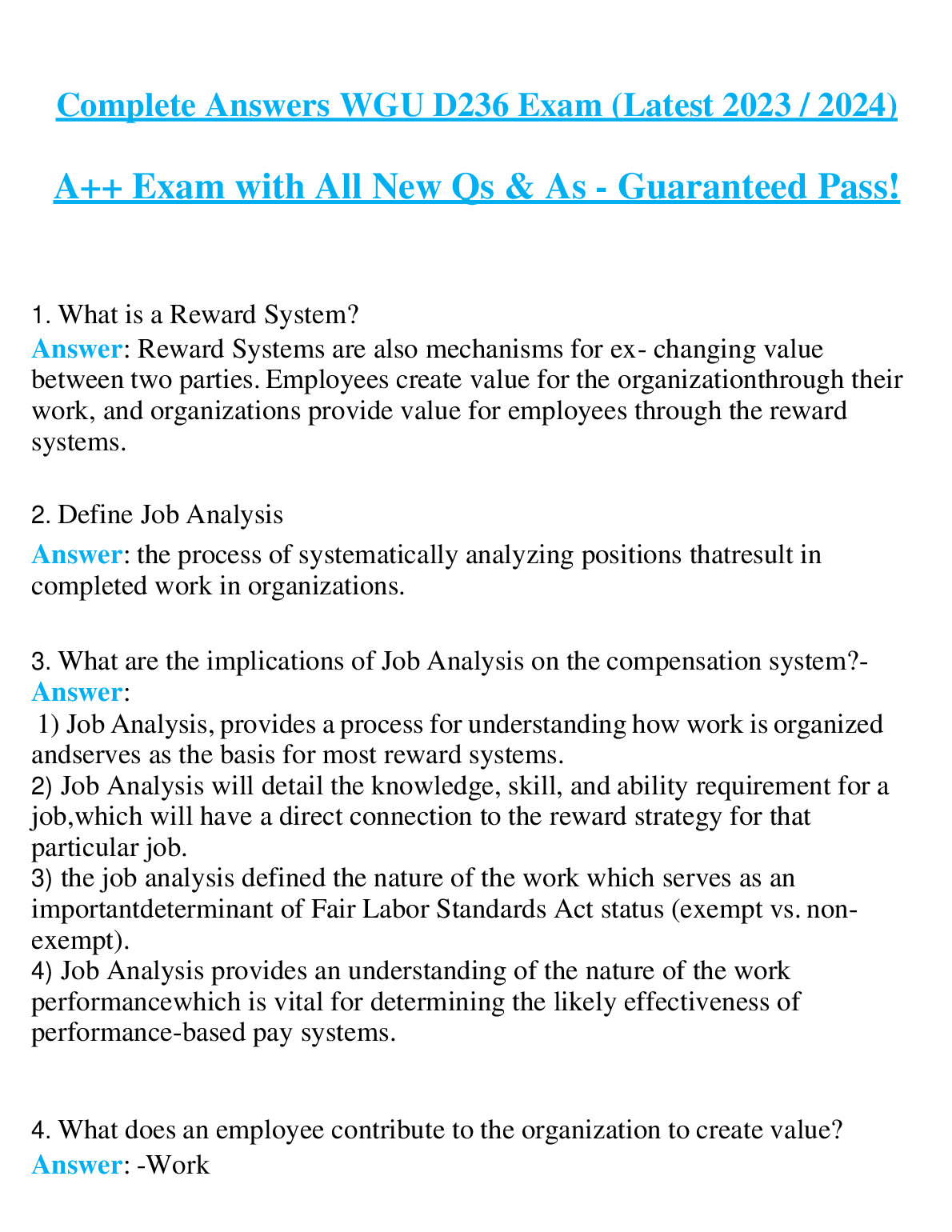 WGU D236 Exam Complete Answers and Study Guide: Comprehensive Preparation for the 2024/2025 Academic Year with Detailed Explanations and Strategies