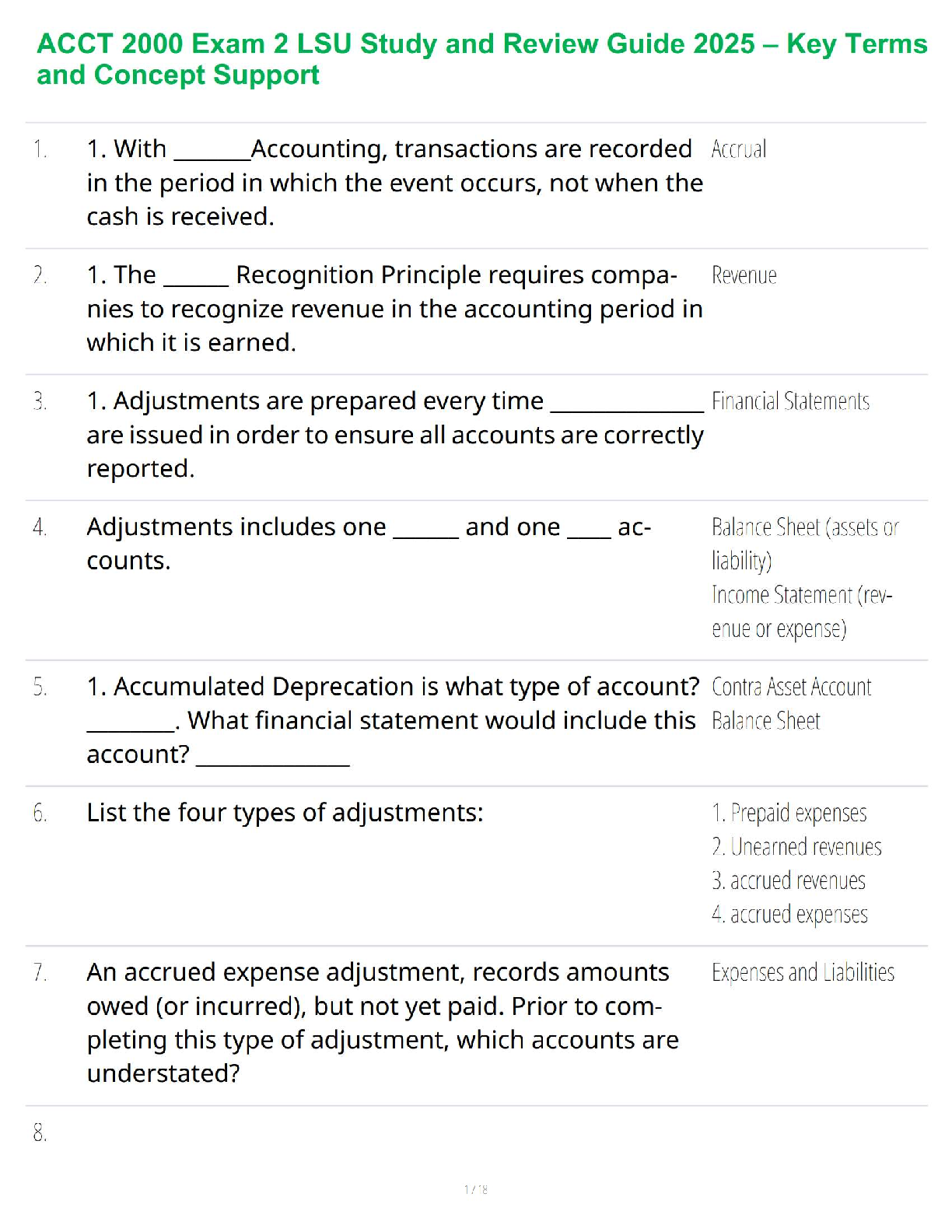 ACCT 2000 Exam 2 LSU Study & Review Guide 2025/2026: Master Key Concepts to Pass on Your First Attempt
