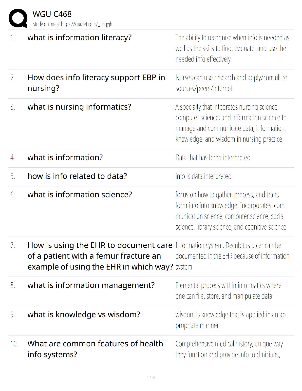 WGU C468 Information Literacy and Nursing Informatics Study Guide for the 2024-2025 Academic Year Exam Preparation Resource