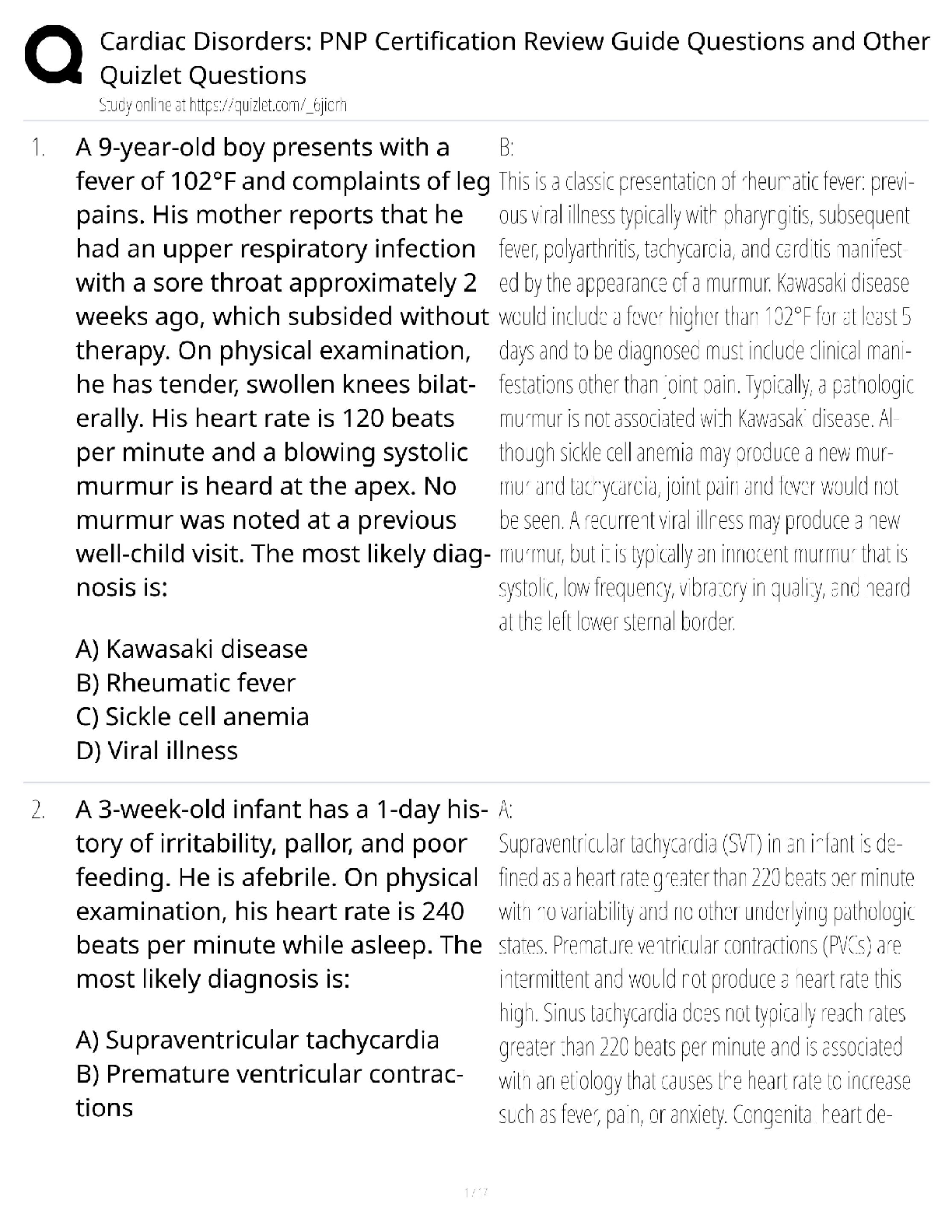 PNP Certification Test Bank for Pediatric Nurse Practitioner Review Guide 7th Edition Silbert-Flagg Sloand