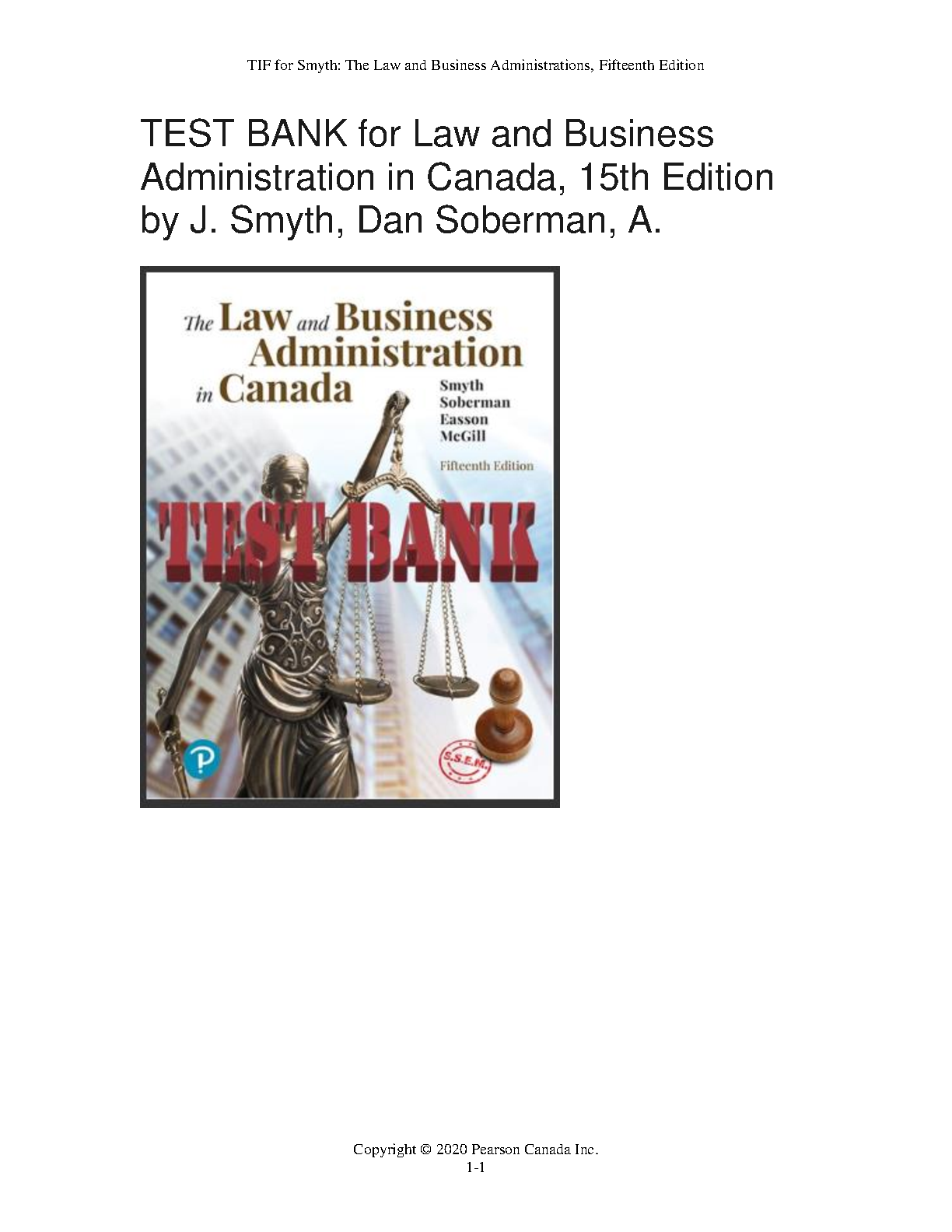 Law and Business Administration in Canada 15th Edition