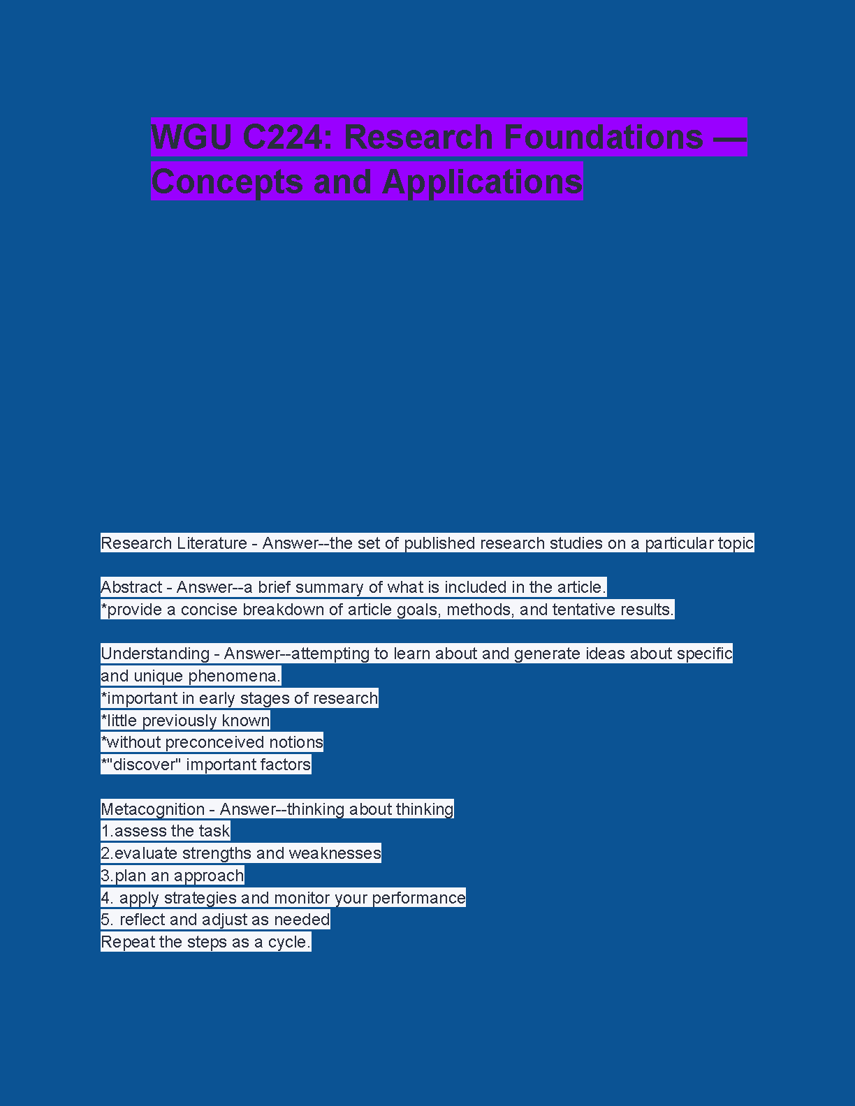 WGU C224 Research Foundations Study Guide 2025/26 Based on Nieswiadomy & Bailey 8th Ed.
