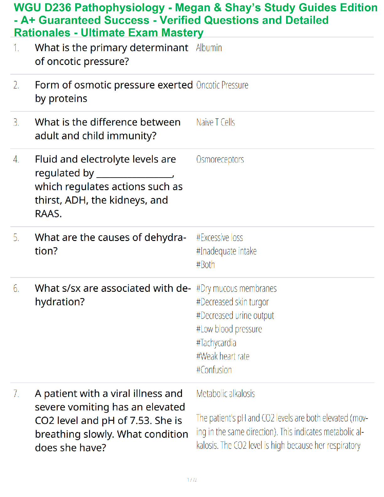 WGU D236 Pathophysiology Test Bank: Verified Questions and Answers for Ultimate Exam Mastery